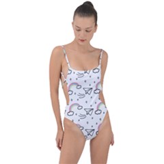 Cute Art Print Pattern Tie Strap One Piece Swimsuit