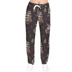 Vintage Tattoos Nautical Women Velvet Drawstring Pants