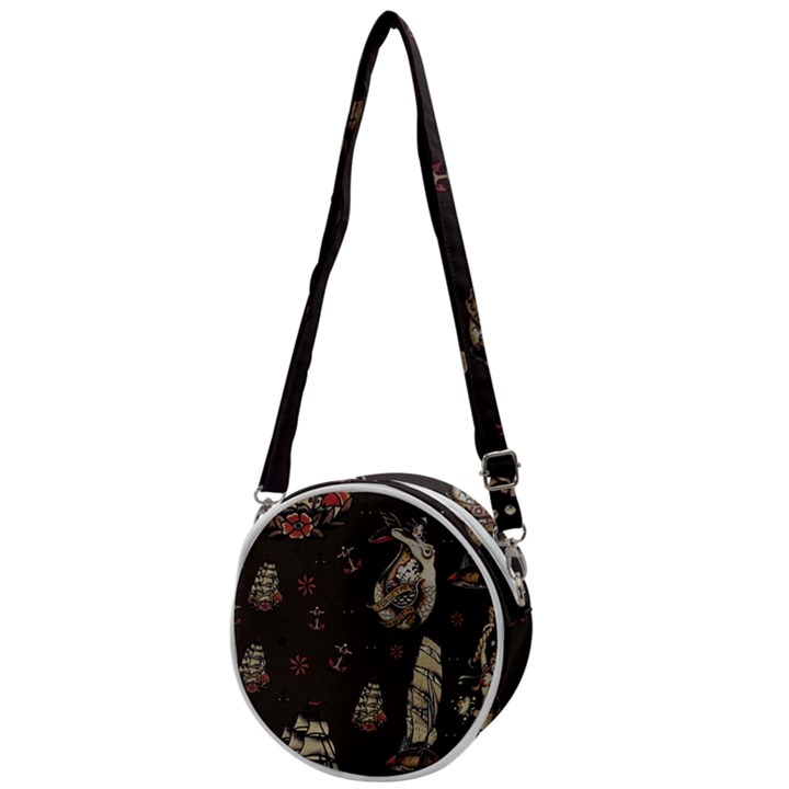 Vintage Tattoos Nautical Crossbody Circle Bag