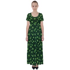 Seamless Pattern With Viruses High Waist Short Sleeve Maxi Dress by Apen