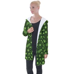 Seamless Pattern With Viruses Longline Hooded Cardigan by Apen