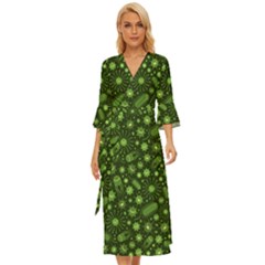 Seamless Pattern With Viruses Midsummer Wrap Dress by Apen