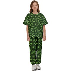 Seamless Pattern With Viruses Kids  T-shirt And Pants Sports Set by Apen