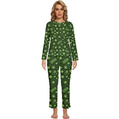 Seamless Pattern With Viruses Womens  Long Sleeve Lightweight Pajamas Set by Apen