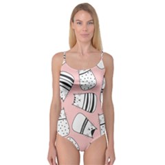 Cute Cats Cartoon Seamless-pattern Camisole Leotard  by Apen