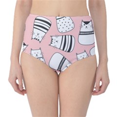 Cute Cats Cartoon Seamless-pattern Classic High-waist Bikini Bottoms by Apen