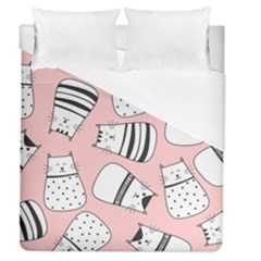 Cute Cats Cartoon Seamless-pattern Duvet Cover (queen Size) by Apen