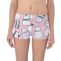 Cute Cats Cartoon Seamless-pattern Reversible Boyleg Bikini Bottoms by Apen