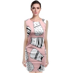 Cute Cats Cartoon Seamless-pattern Classic Sleeveless Midi Dress by Apen