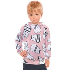 Cute Cats Cartoon Seamless-pattern Kids  Hooded Pullover by Apen