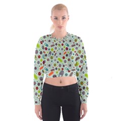 Seamless Pattern With Viruses Cropped Sweatshirt