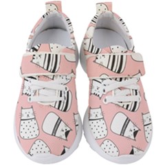 Cute Cats Cartoon Seamless-pattern Kids  Velcro Strap Shoes by Apen