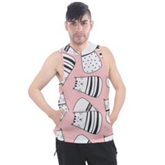 Cute Cats Cartoon Seamless-pattern Men s Sleeveless Hoodie by Apen