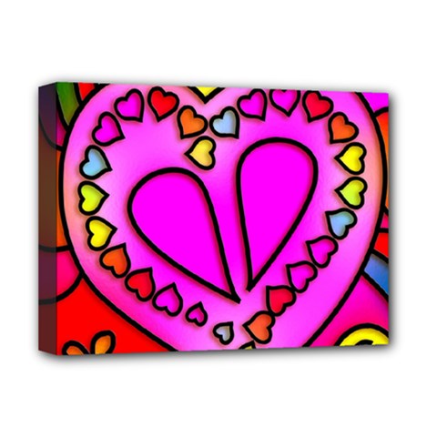 Stained Glass Love Heart Deluxe Canvas 16  X 12  (stretched)  by Apen