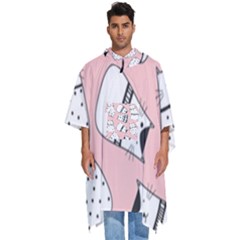 Cute Cats Cartoon Seamless-pattern Men s Hooded Rain Ponchos