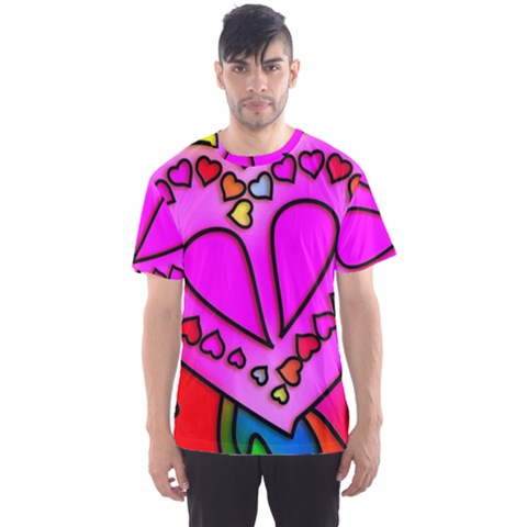 Stained Glass Love Heart Men s Sport Mesh T-shirt by Apen