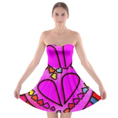 Stained Glass Love Heart Strapless Bra Top Dress by Apen