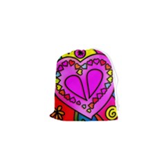 Stained Glass Love Heart Drawstring Pouch (xs) by Apen