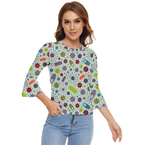 Seamless Pattern With Viruses Bell Sleeve Top by Apen