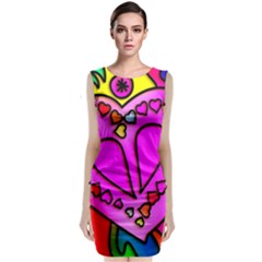 Stained Glass Love Heart Sleeveless Velvet Midi Dress