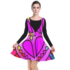 Stained Glass Love Heart Plunge Pinafore Dress by Apen