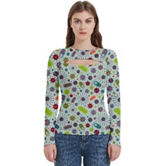 Seamless Pattern With Viruses Women s Cut Out Long Sleeve T-shirt by Apen