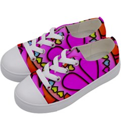 Stained Glass Love Heart Kids  Low Top Canvas Sneakers by Apen