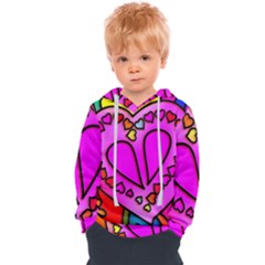 Stained Glass Love Heart Kids  Overhead Hoodie by Apen