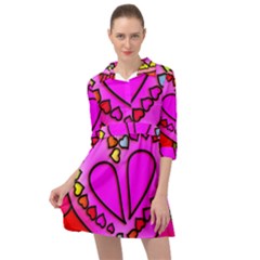 Stained Glass Love Heart Mini Skater Shirt Dress by Apen