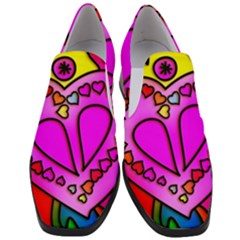 Stained Glass Love Heart Women Slip On Heel Loafers by Apen