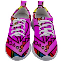 Stained Glass Love Heart Kids Athletic Shoes by Apen