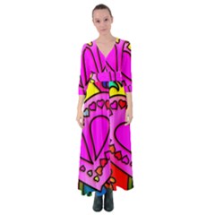 Stained Glass Love Heart Button Up Maxi Dress by Apen