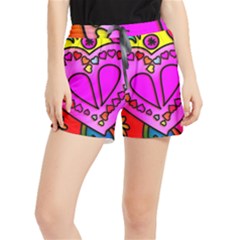 Stained Glass Love Heart Women s Runner Shorts by Apen