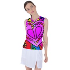 Stained Glass Love Heart Women s Sleeveless Sports Top by Apen