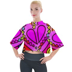 Stained Glass Love Heart Mock Neck T-shirt by Apen