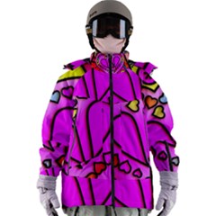 Stained Glass Love Heart Women s Zip Ski And Snowboard Waterproof Breathable Jacket by Apen