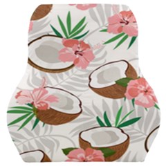 Seamless Pattern Coconut Piece Palm Leaves With Pink Hibiscus Car Seat Back Cushion  by Apen