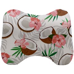 Seamless Pattern Coconut Piece Palm Leaves With Pink Hibiscus Head Support Cushion by Apen