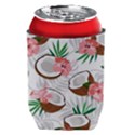 Seamless Pattern Coconut Piece Palm Leaves With Pink Hibiscus Can Holder View1