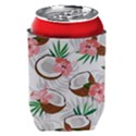 Seamless Pattern Coconut Piece Palm Leaves With Pink Hibiscus Can Holder View2