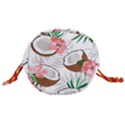 Seamless Pattern Coconut Piece Palm Leaves With Pink Hibiscus Drawstring Bucket Bag View3