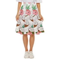 Seamless Pattern Coconut Piece Palm Leaves With Pink Hibiscus Classic Short Skirt by Apen