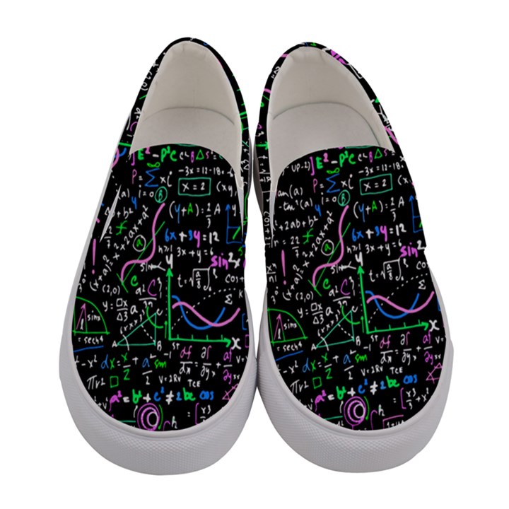 Math Linear Mathematics Education Circle Background Women s Canvas Slip Ons