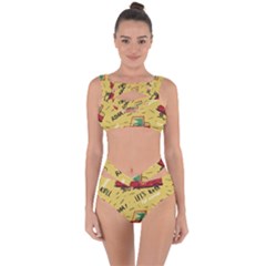 Childish Seamless Pattern With Dino Driver Bandaged Up Bikini Set  by Apen