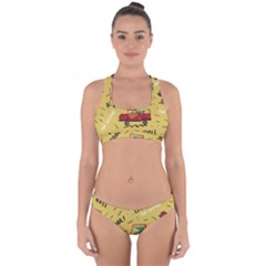 Childish Seamless Pattern With Dino Driver Cross Back Hipster Bikini Set by Apen