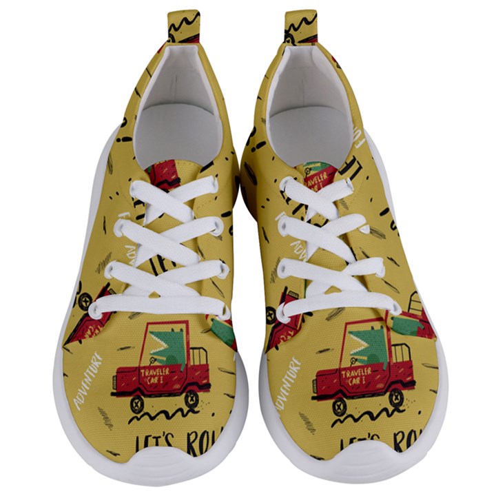 Childish Seamless Pattern With Dino Driver Women s Lightweight Sports Shoes