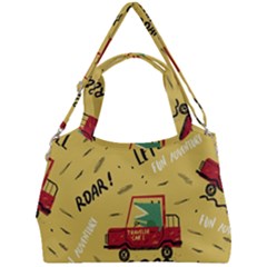 Childish Seamless Pattern With Dino Driver Double Compartment Shoulder Bag by Apen