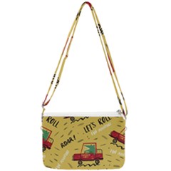 Childish Seamless Pattern With Dino Driver Double Gusset Crossbody Bag by Apen