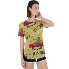 Childish Seamless Pattern With Dino Driver Perpetual Short Sleeve T-shirt by Apen