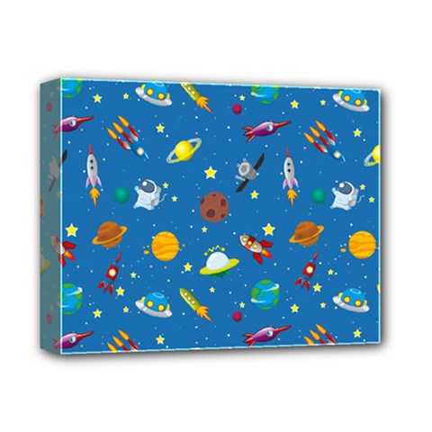 Space Rocket Solar System Pattern Deluxe Canvas 14  X 11  (stretched) by Apen